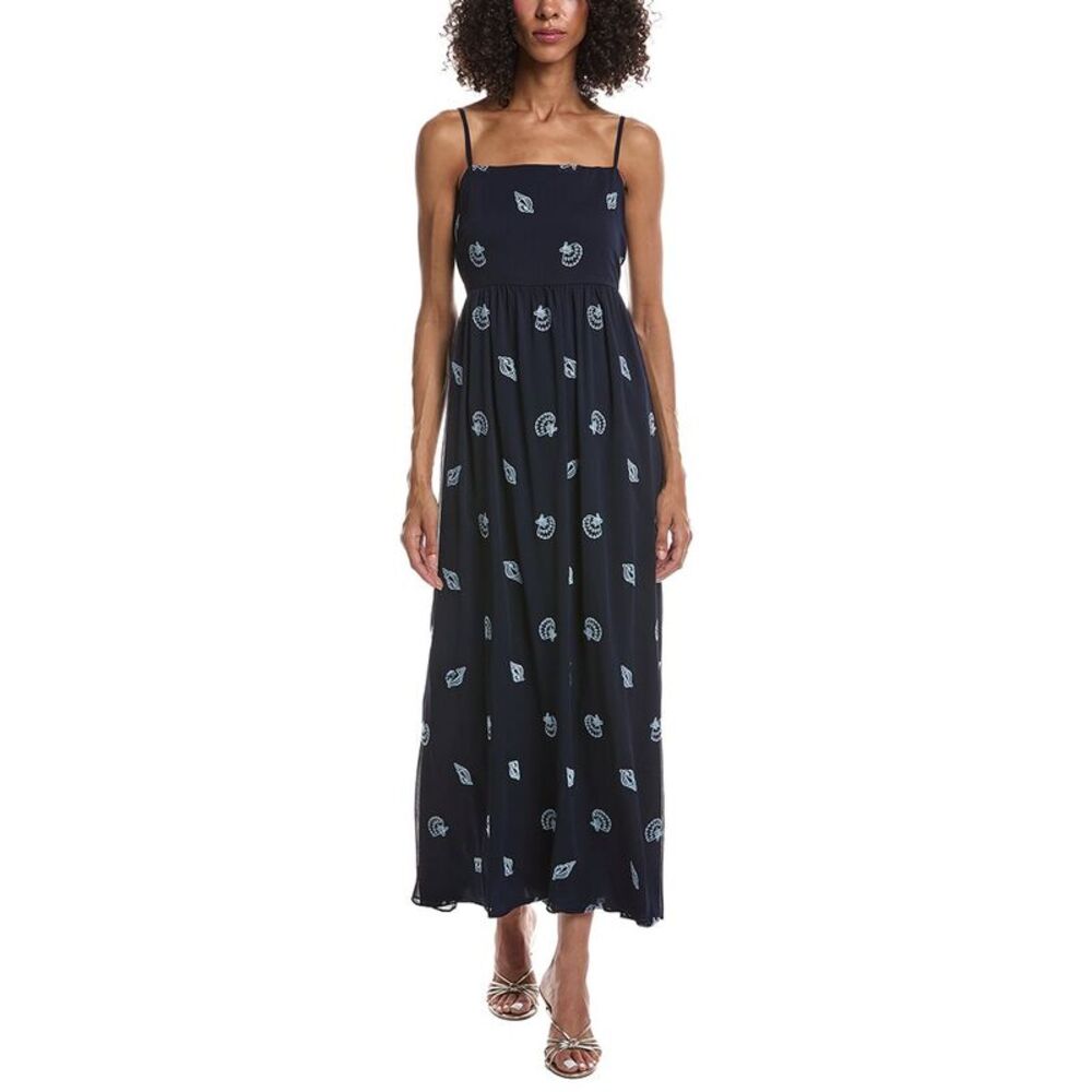 Cece Womens  Spaghetti Strap Square Neck Midi Dress, Navy